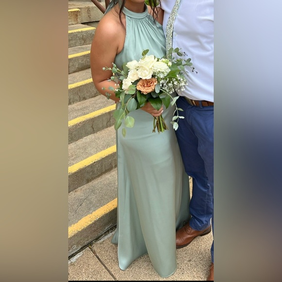 Azazie DELMAR Stretch Satin in Agave - Picture 2 of 4